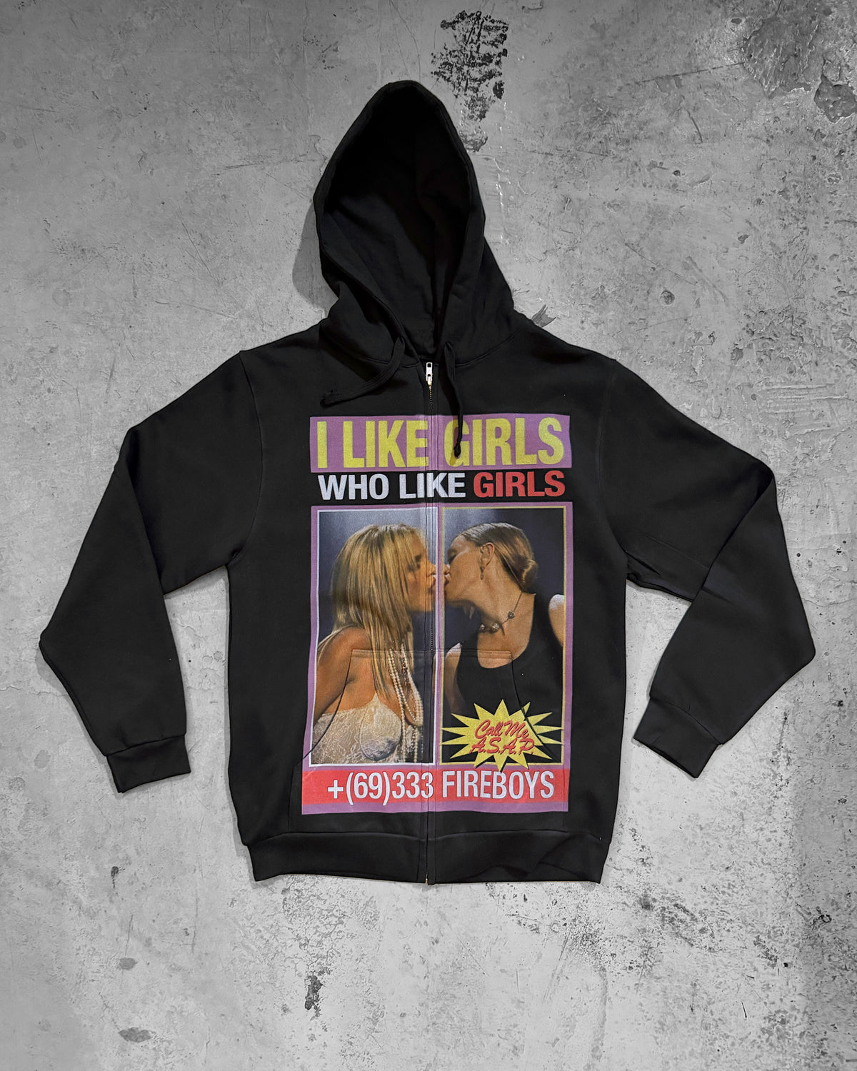 GIRLS LIKE GIRLS ZIP HOODIE BLACK