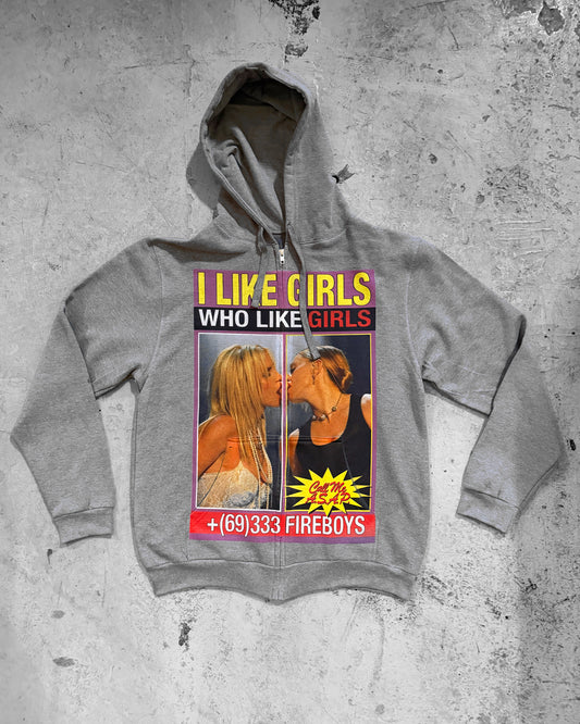 GIRLS LIKE GIRLS ZIP HOODIE GREY